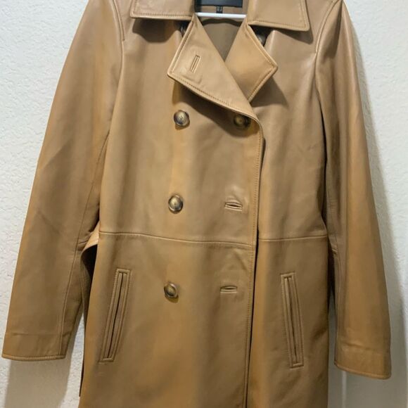 NWOT Massimo Dutti Tan 100% sheep Leather Blazer. Size S - Picture 5 of 10